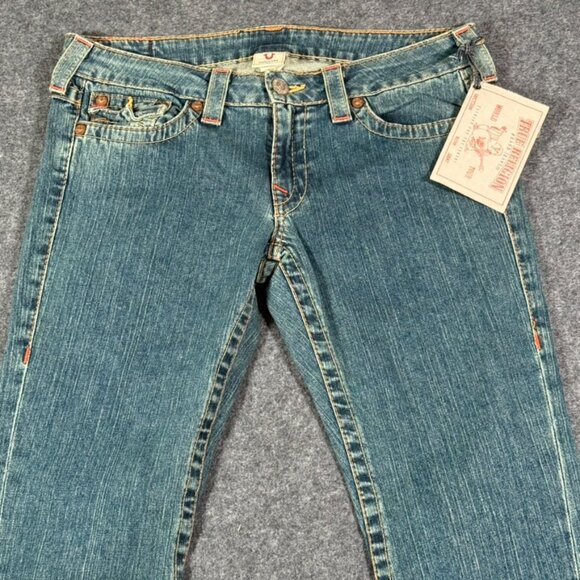 True Religion Womens Bootcut Flare Jeans Y2K Stone‎ Wash Sz 30 Made USA Y2K NWT - Picture 3 of 14
